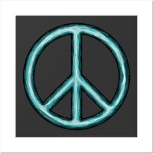 Serene Blue Peace Sign Posters and Art